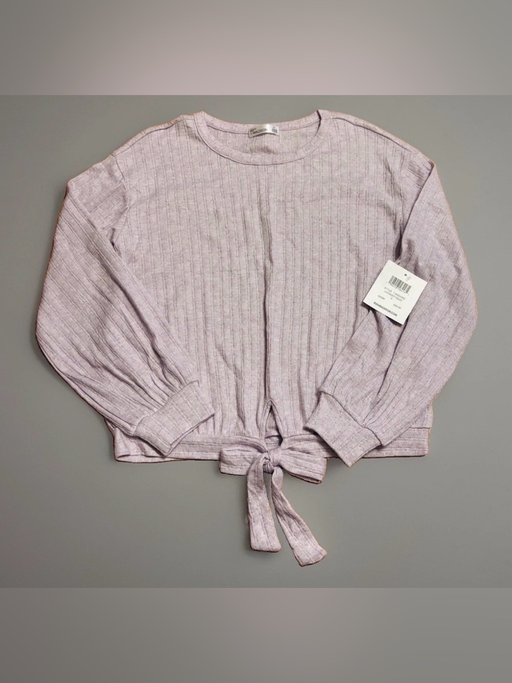89th & Madison Women’s Long Sleeve Tie Hem Top - Lavender - Small - Reg $54